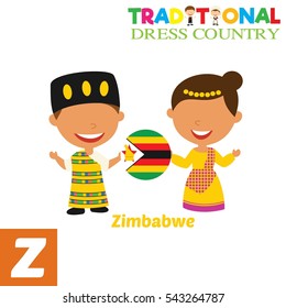 People in Traditional Dress Country Alphabet. Z Letter For Zimbabwe