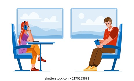 la gente traza el vector. joven viajero, estación de transporte, personal de tren de pasajeros. ilustración de dibujos animados planos de personas