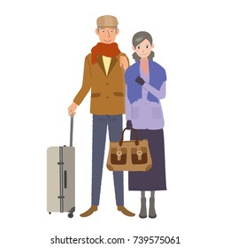 People in transit. Vector characters, isolated objects