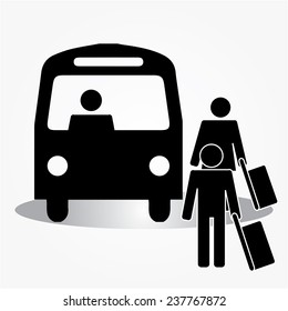 people travel with bus and suitcase icon vector illustration,man icon 
