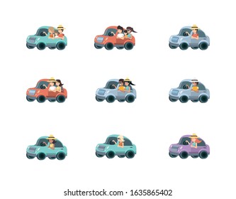 People and travel cars icon set design, Trip tourism transport journey holiday vacation and destination theme Vector illustration
