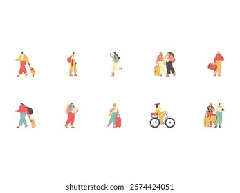 People Traveling Design Element Set