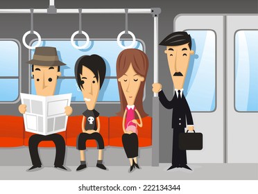 People traveling on the subway