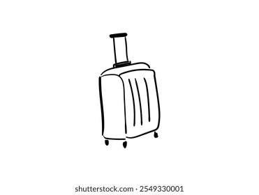 People traveling, tourists carrying luggage,suitcase.hand drawing.