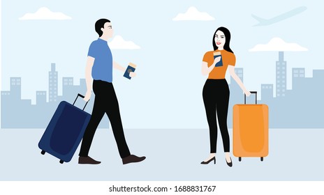 People travelling aboard vector illustration