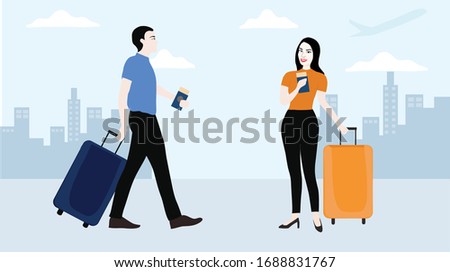 People travelling aboard vector illustration