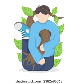 People with Tree Cartoon vector illustration in flat concept.