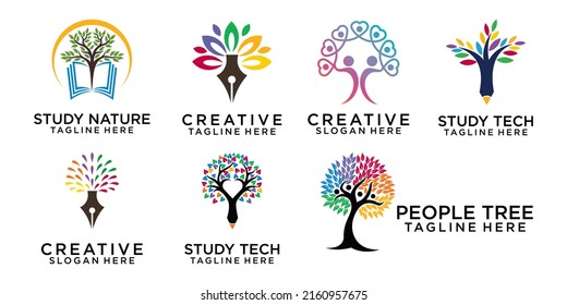 People Tree Concept icon set Logo Design Template