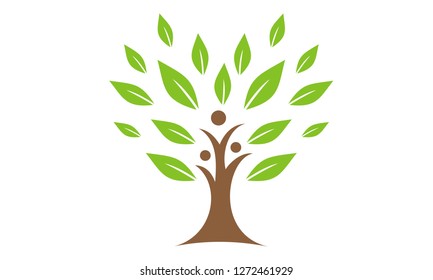 people tree icon with green leaves - This graphic also represents environmental protection, nature conservation, eco friendly, renewable, sustainability, nature loving