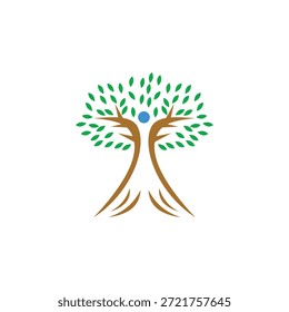 Ilustración del icono del árbol de Personas que representa la comunidad, la familia, el crecimiento, la unidad y la conexión. Adecuado para los conceptos de negocios, educación, social, ecología, trabajo en equipo y redes humanas.