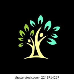 Diseño vectorial de la plantilla del logotipo del icono del árbol de personas