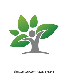 people tree leaf 1 logo template