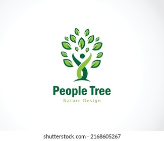 people tree logo creative illustration vector growth nature design concept