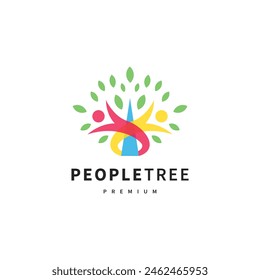 people tree logo design illustration with a pleasant style