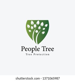 People tree logo design template. Vector illustration