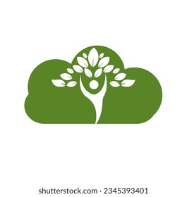 People tree logo with green leaves. Vector icon concept.