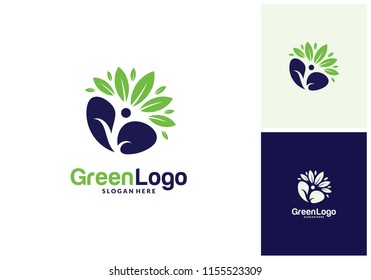 People Tree Logo and Icon Template, Green logo vector