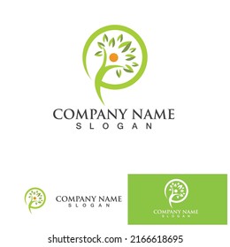 Logo de árbol de personas y plantilla de vector de símbolos