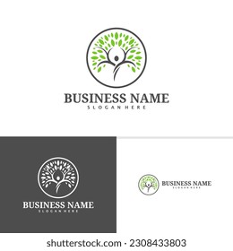 People Tree logo template, Creative Nature logo design vector, Tree logo concept