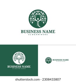 People Tree logo template, Creative Nature logo design vector, Tree logo concept