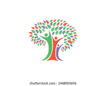 People Tree Logo Template Design Vector, Emblem, Design Concept, Creative Symbol, Icon