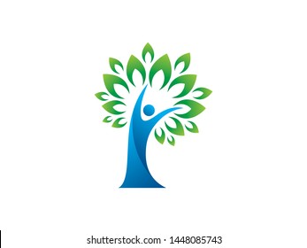 People Tree Logo Template Design Vector, Emblem, Design Concept, Creative Symbol, Icon