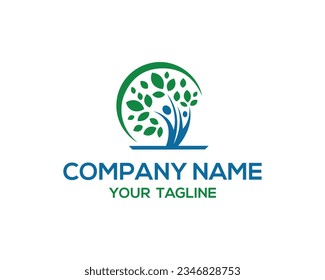 People with tree logo vector template illustration.