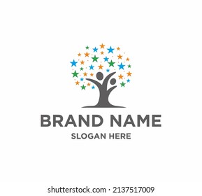 People tree shape nature logo design - psychology vector - people vector - tree icon