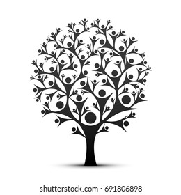 People tree sign color black on the white background. Vector illustration