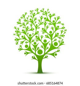 People tree sign color green on the white background. Vector illustration