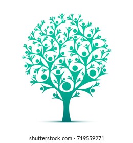 People tree sign color green on the white background. Vector illustration