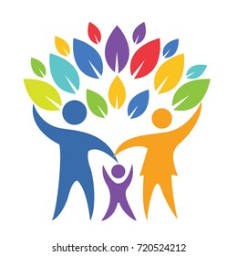 People Tree with star Vector Logo Template