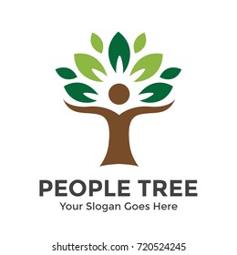 People Tree with star Vector Logo Template