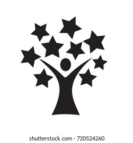 People Tree with star Vector Logo Template