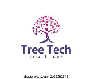 people tree tech logo creative smart digital connect innovation