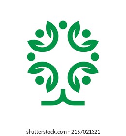 Plantilla de diseño de logotipos de vectores de árbol de personas