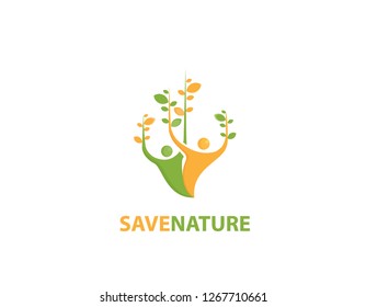 people tree,leaf,ecology - save nature logo
