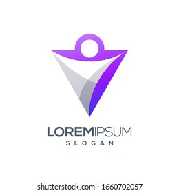 people triangle gradient logo design