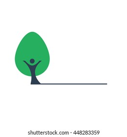 People the trunk and green tree vector icon