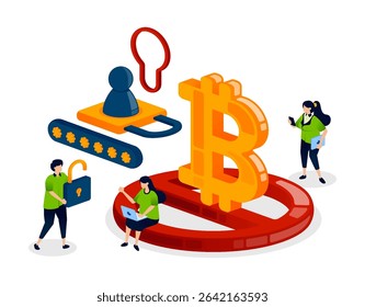 People try to access restricted or prohibited bitcoin and crypto accounts, facing locked access and digital security in financial transactions