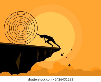 People try to push through a maze or struggle with problems 