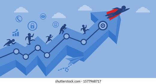 People are trying to work and achieve goals for a better future.Path to the goal. Business.Vector Illustration.