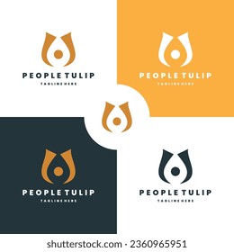 People tulip logo design template vector illustration