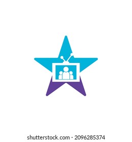 People tv star shape concept logo design. Family Channel Logo Design Vector Template