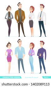 People in two different style of clothes. Character design collection in business and casual clothes