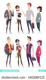 People in two different style of clothes. Character design collection in business and casual clothes