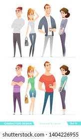 People in two different style of clothes. Character design collection in business and casual clothes