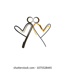people of two hearts vector logo