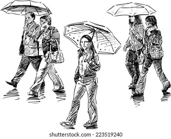 People with umbrellas