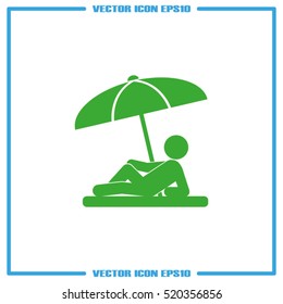 people under a beach umbrella icon vector illustration eps10. Isolated badge for website or app - stock infographics